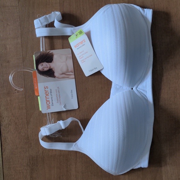 Warner's Elements of Bliss T-Shirt Bra Wireless White 38B - Picture 1 of 3
